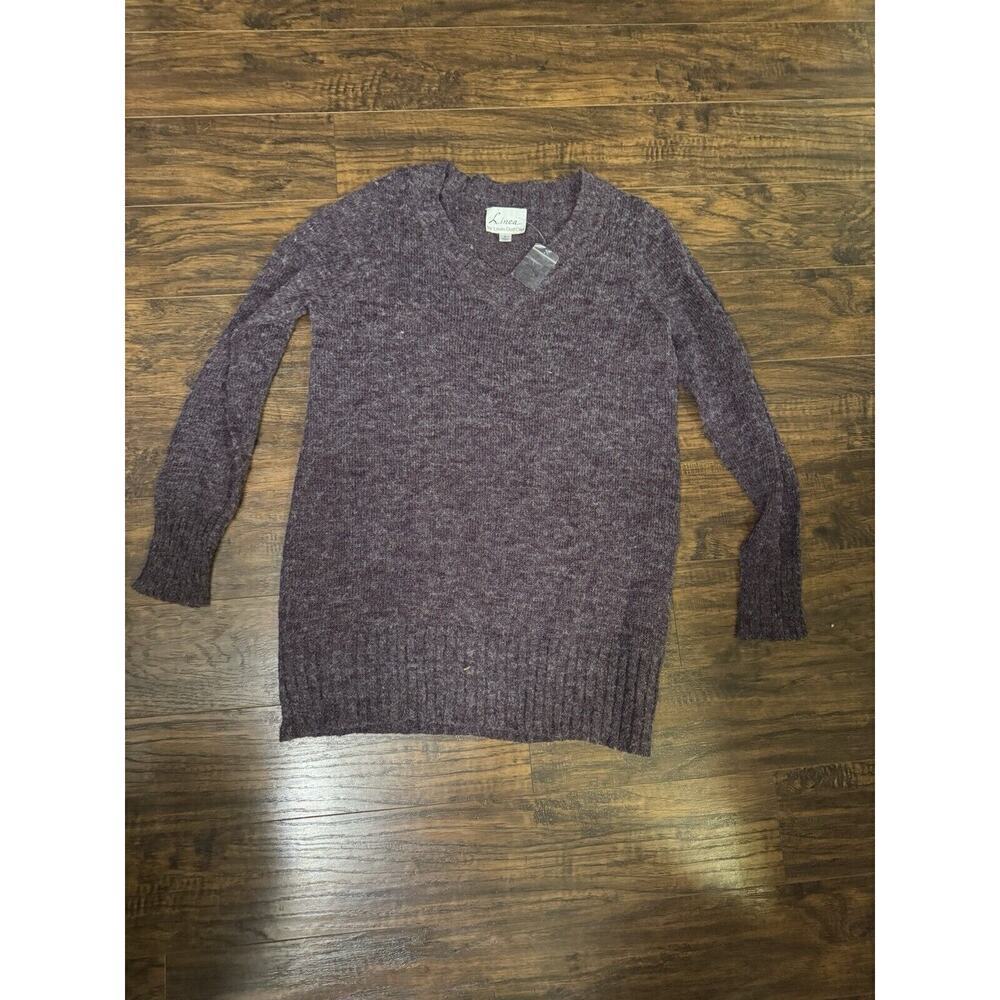 Linea By Louis Dell’Olio Pullover Sweater Long V-neck Purple New Sz:medium